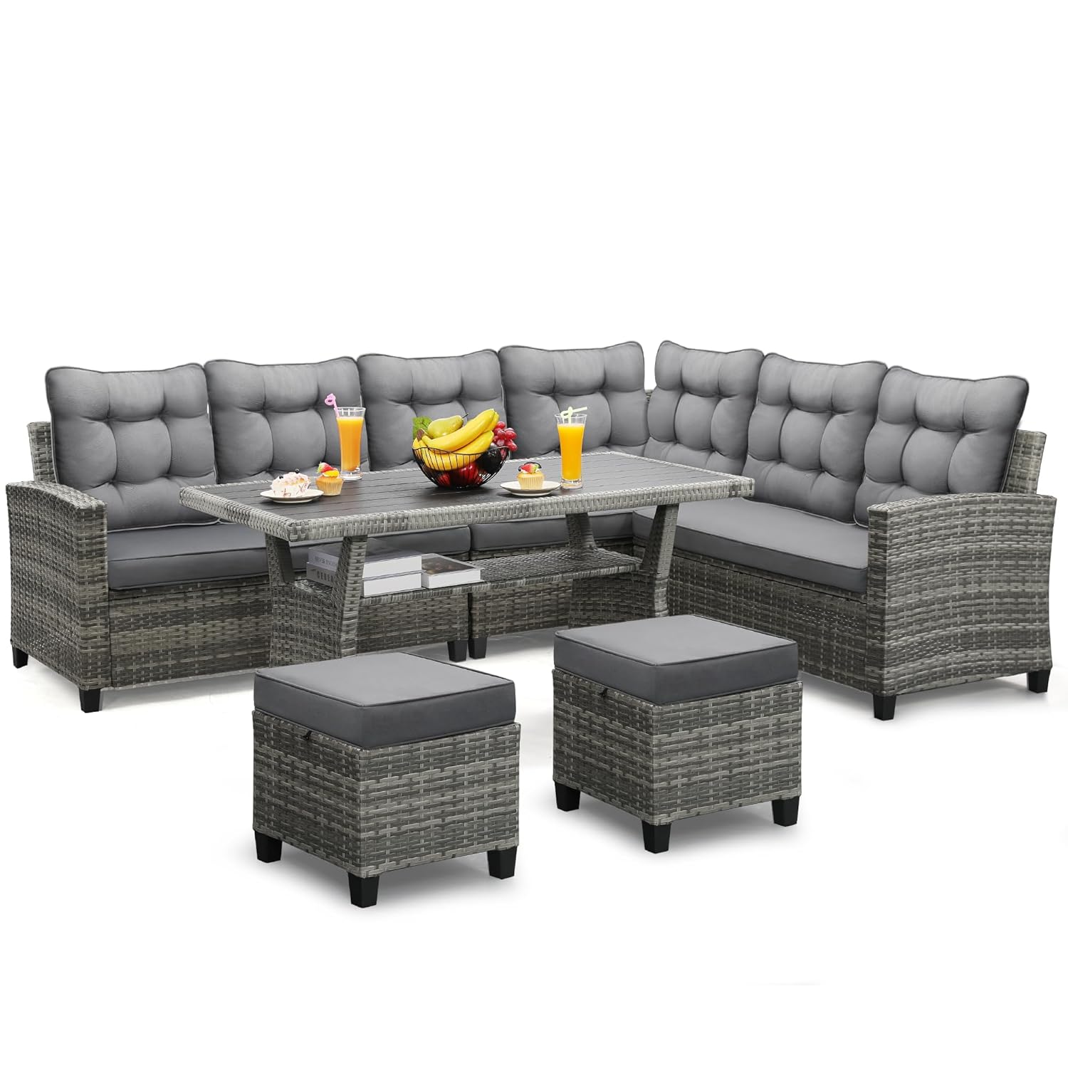 Outdoor Furniture Grey - 6-teiliges Terrassenmöbel-Set, Ess- und Sitzgruppe, Grau