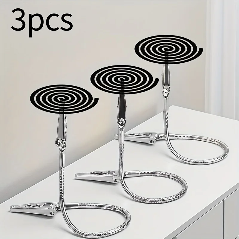 Outdoor Furniture Hay - 3-teiliger Moskitospulenhalter-Clip, Verstellbarer Metall-Räucherstäbchenständer, Krokodilklemme, Flexibler