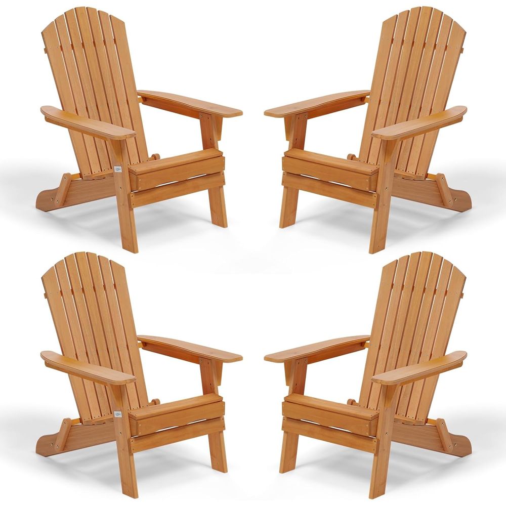 Outdoor Furniture Ofo - Klappbare Adirondack-Stühle im 4er-Set, Holz-Adirondack-Stuhl für