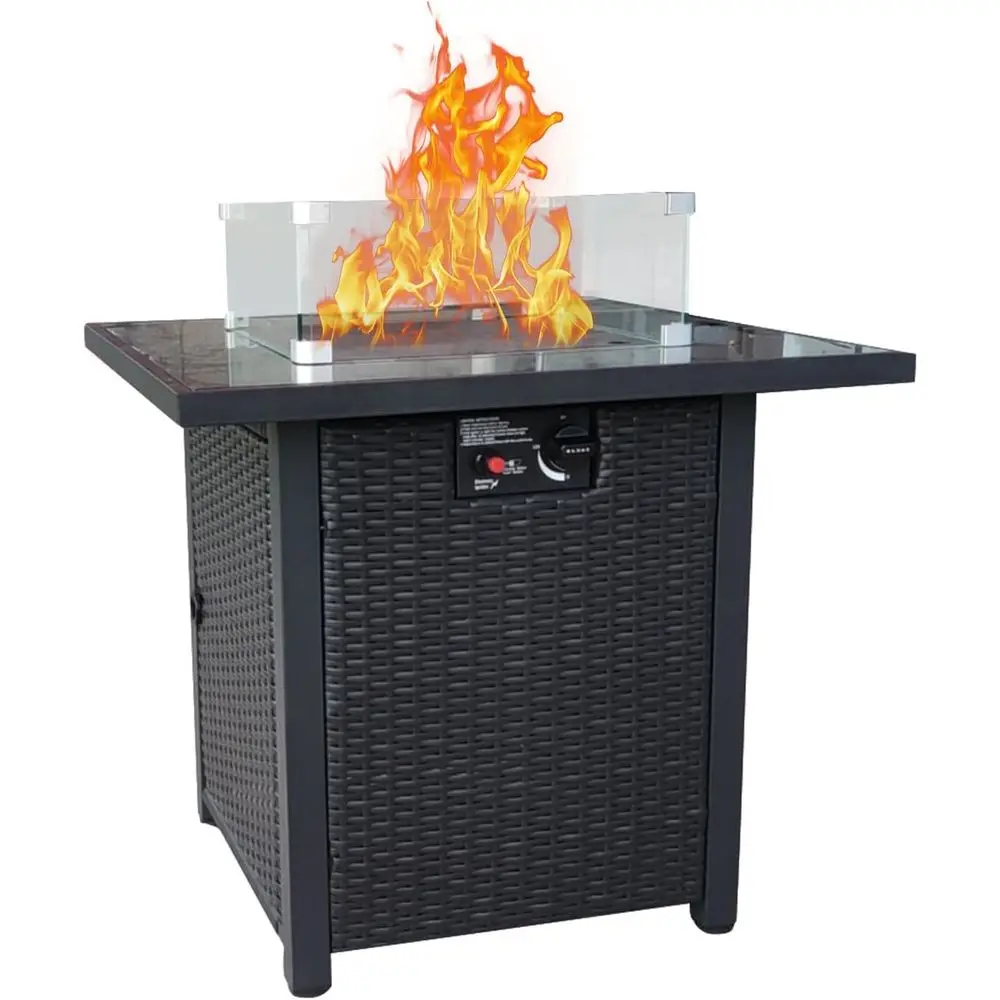 Outdoor Furniture Fire Pit Set - Korbmöbel-Set für den Außenbereich, Rattan-Ecksofa mit