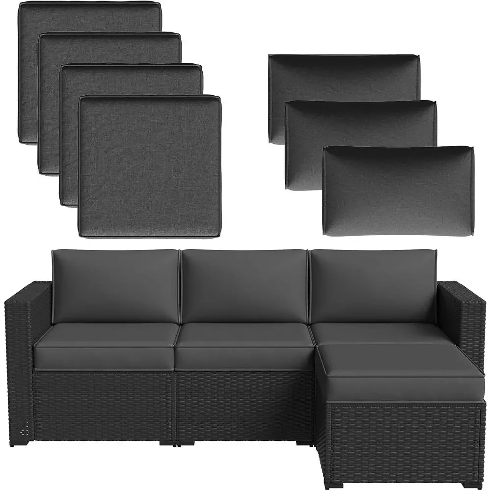 Outdoor Furniture Grey - 7-teiliges graues Outdoor-Möbelset mit dicken, wasserabweisenden