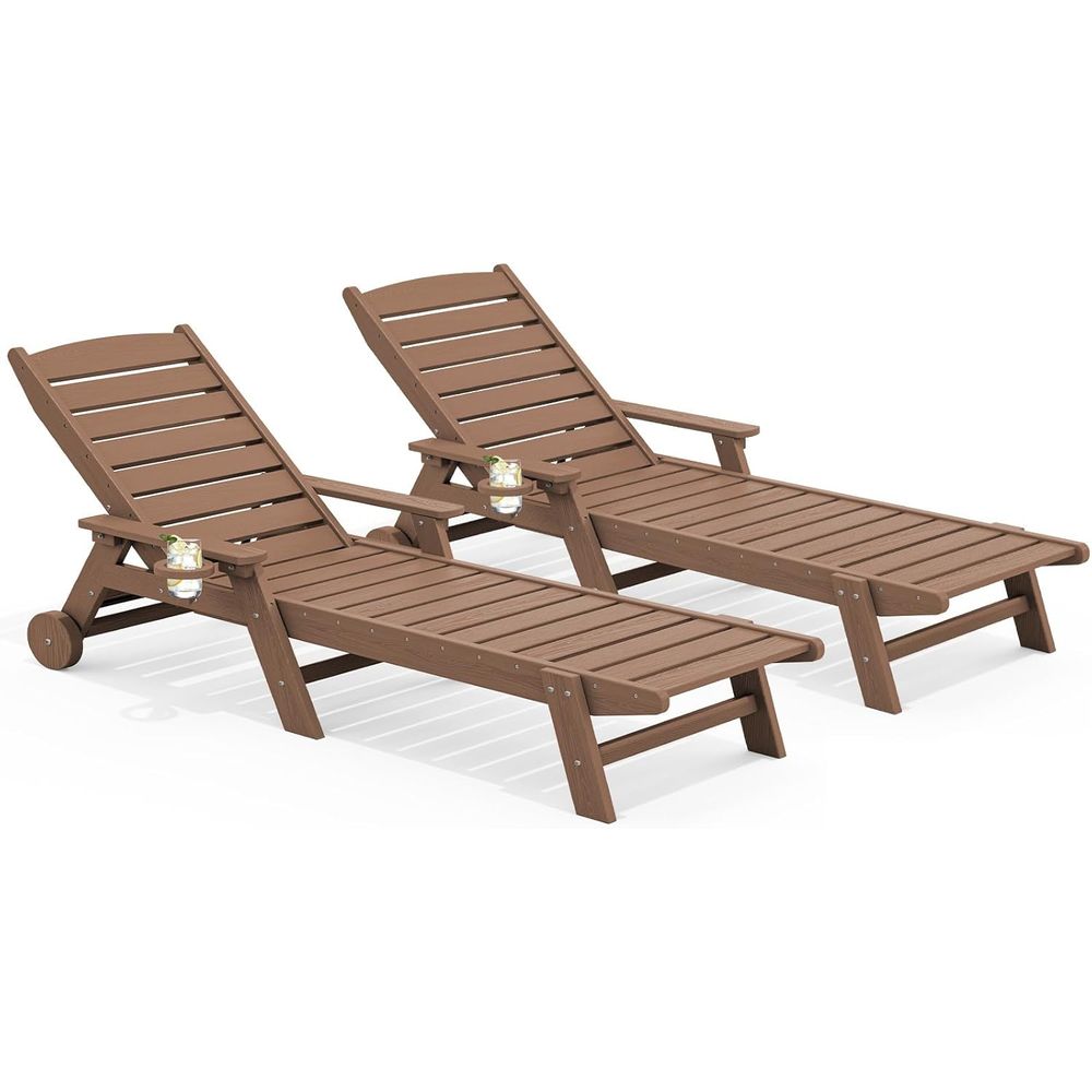 Outdoor Furniture Ofo - HDPE Outdoor-Loungesessel-Set o 2 mit Getränkehalter,