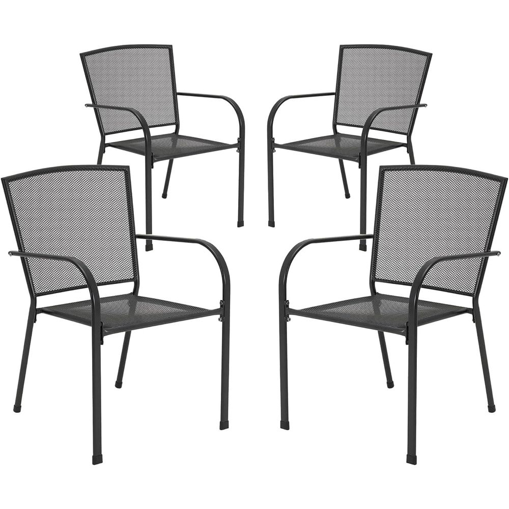 Outdoor Furniture Ofo - Outdoor-Gartenstuhl-Set mit 4 Stück, stapelbare Metall-Gartenstühle