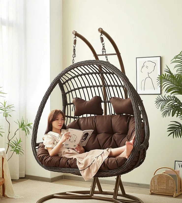 Garden Swing Chair - Hängender Rattan-Schaukelstuhl für den Innenbereich, gemütlicher