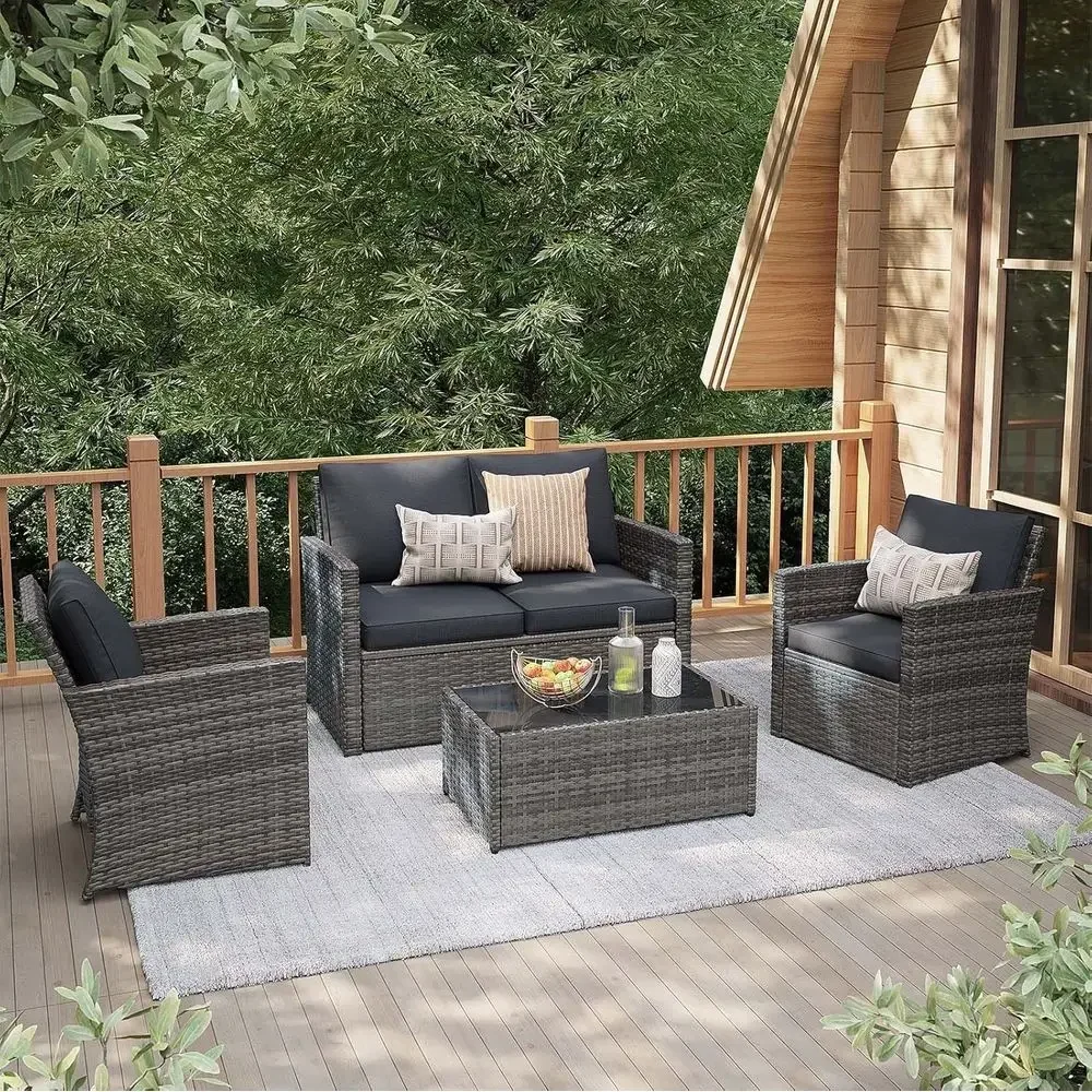 Outdoor Furniture Grey - 4-teiliges Gartenmöbel-Set für den Außenbereich, wetterfestes