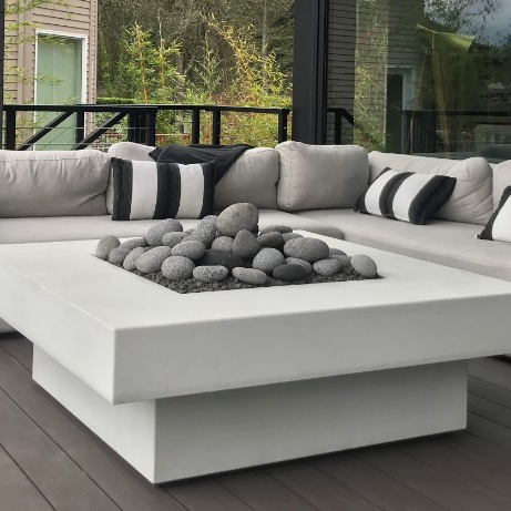 Outdoor Furniture Fire Pit Set - Outdoor-Sofa-Set mit Feuertisch, Maßgefertigte Gartenmöbel, Terrassen-Feuerstelle,