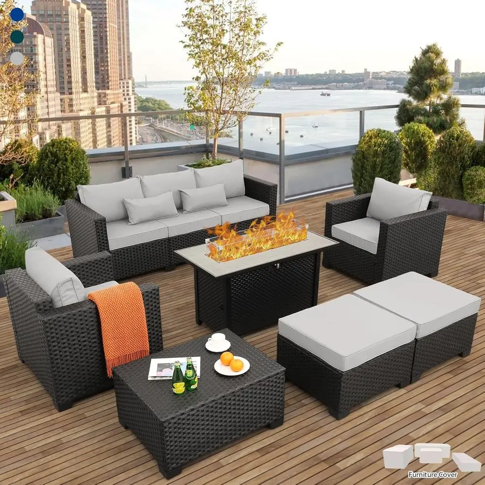 Outdoor Furniture Grey - 45-teiliges Outdoor-Terrassenmöbel-Set mit 7 Elementen, wetterfesten