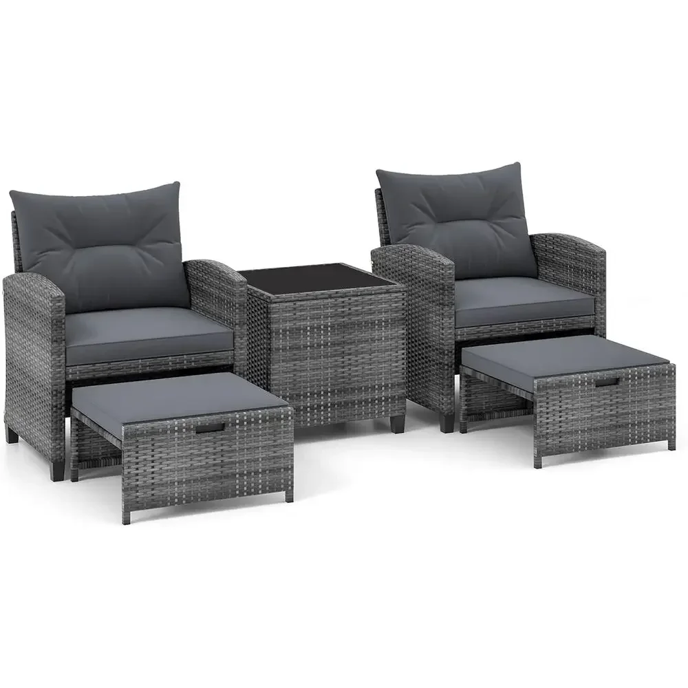 Outdoor Furniture Grey - 5-teiliges Outdoor-Möbelset aus Rattan mit Stühlen,