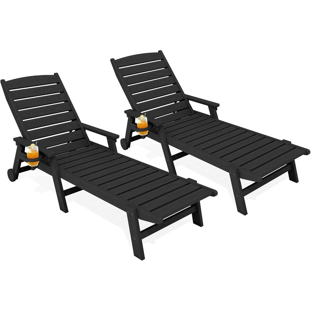 Outdoor Furniture Ofo - HDPE-Loungesessel-Set für den Außenbereich, 2er-Set, Terrassen-Liegestuhl