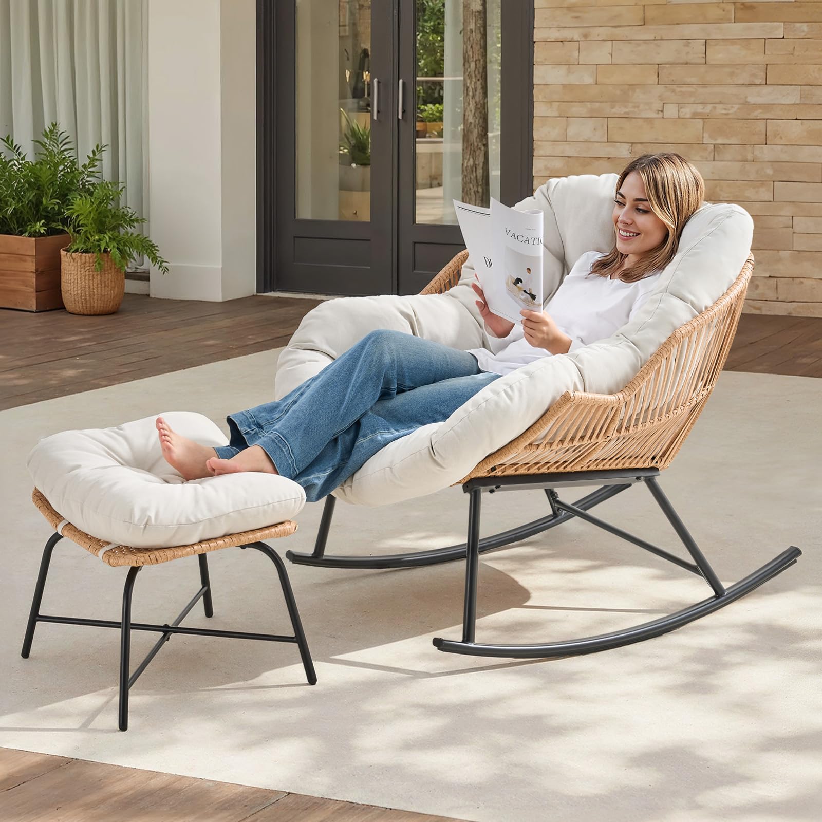 Grauer Rattan-Papasan-Schaukel – Outdoor Furniture Grey Bewertung und Preis
