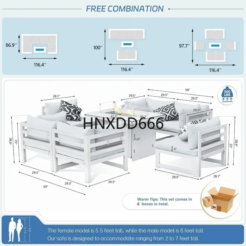 7-teiliges Aluminium-Gartenmöb – Outdoor Furniture Fire Pit Set Bewertung und Preis