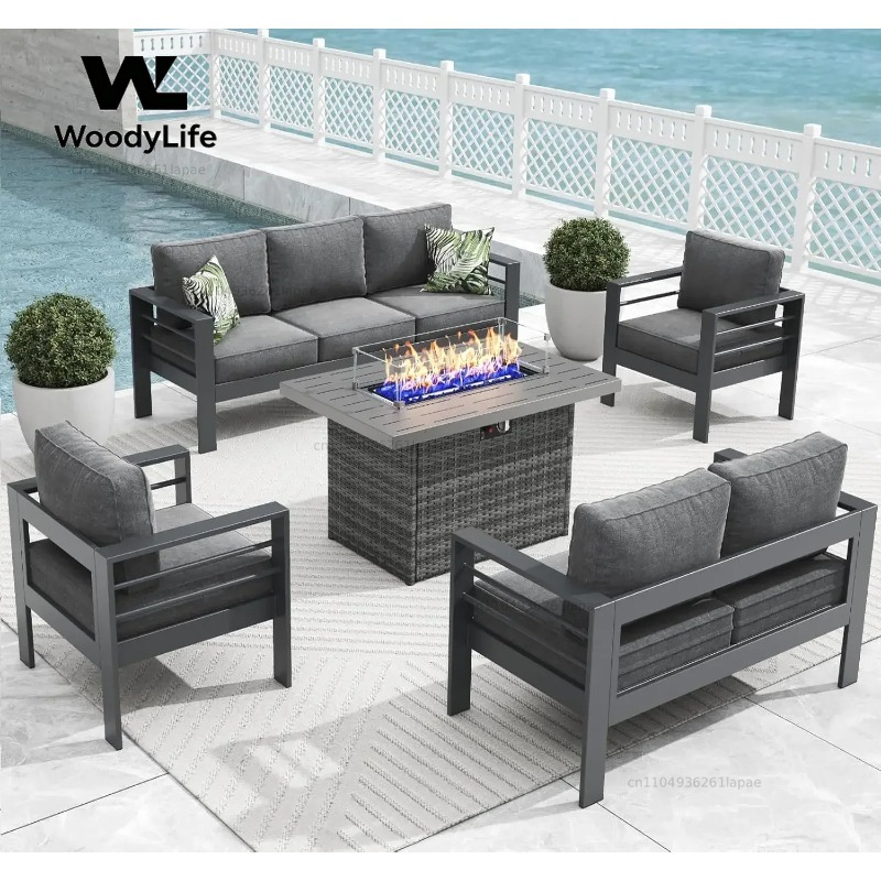 L5-teiliges modernes Aluminium – Outdoor Furniture Fire Pit Set Bewertung und Preis