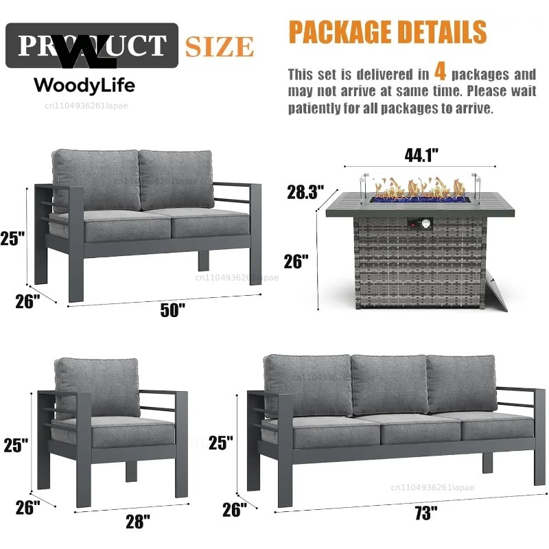 L5-teiliges modernes Aluminium – Outdoor Furniture Fire Pit Set Bewertung und Preis