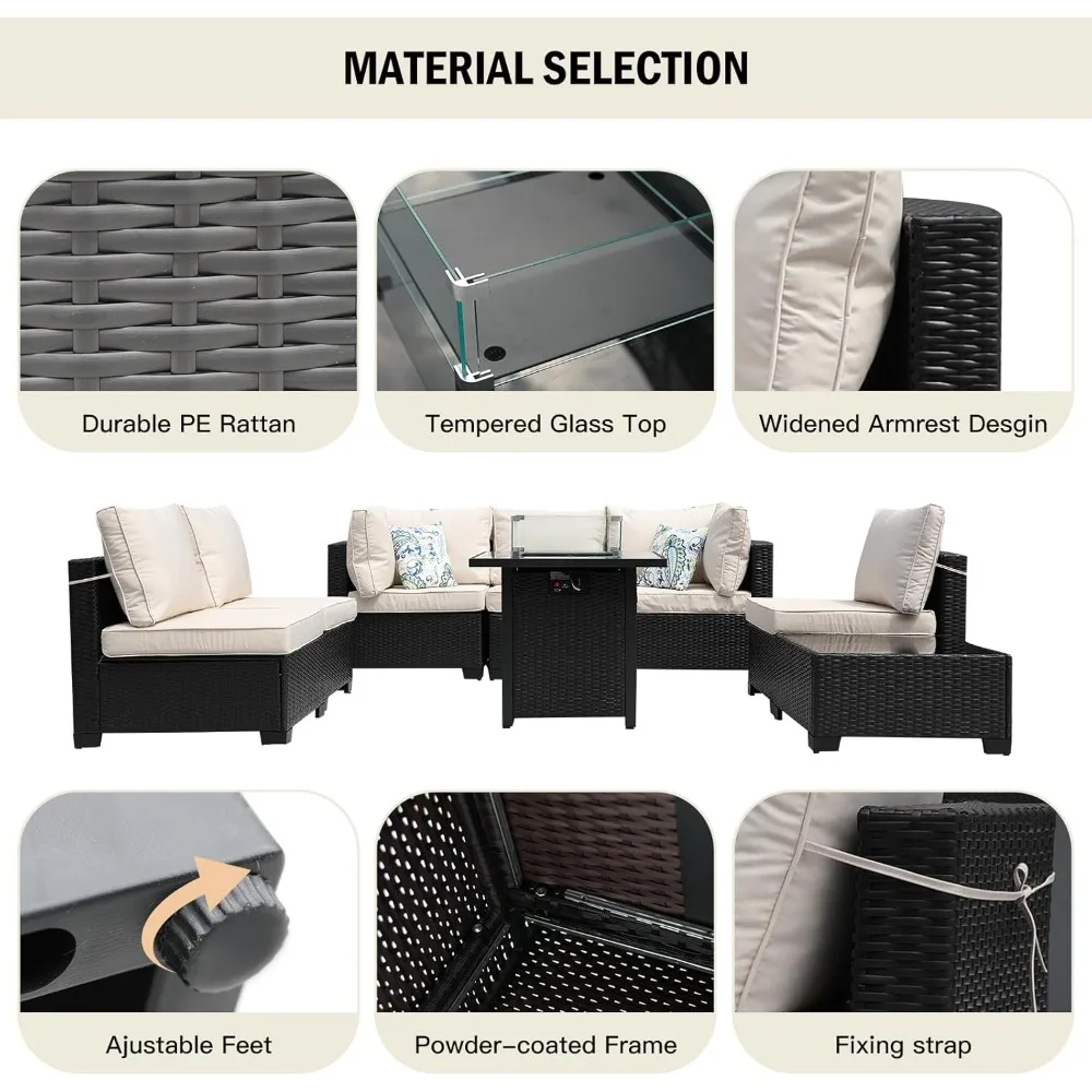 8-teiliges Terrassenmöbel-Set  – Outdoor Furniture Fire Pit Set Bewertung und Preis