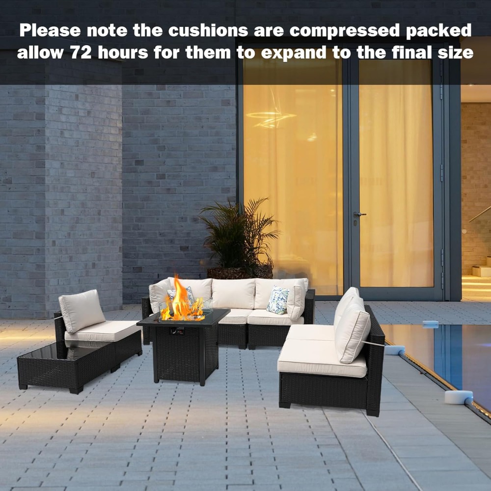 8-teiliges Terrassenmöbel-Set  – Outdoor Furniture Fire Pit Set Bewertung und Preis