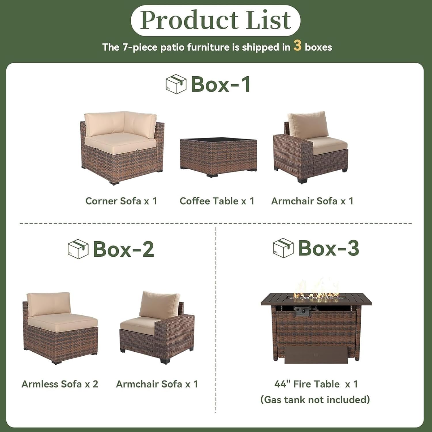 7-teiliges Gartenmöbel-Set mit – Outdoor Furniture Fire Pit Set Bewertung und Preis