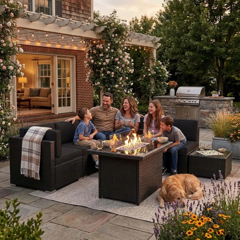8-teiliges Gartenmöbel-Set aus – Outdoor Furniture Fire Pit Set Bewertung und Preis