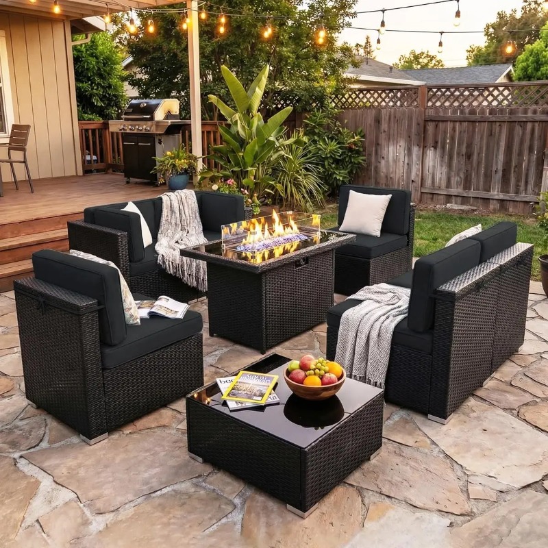 8-teiliges Gartenmöbel-Set aus – Outdoor Furniture Fire Pit Set Bewertung und Preis