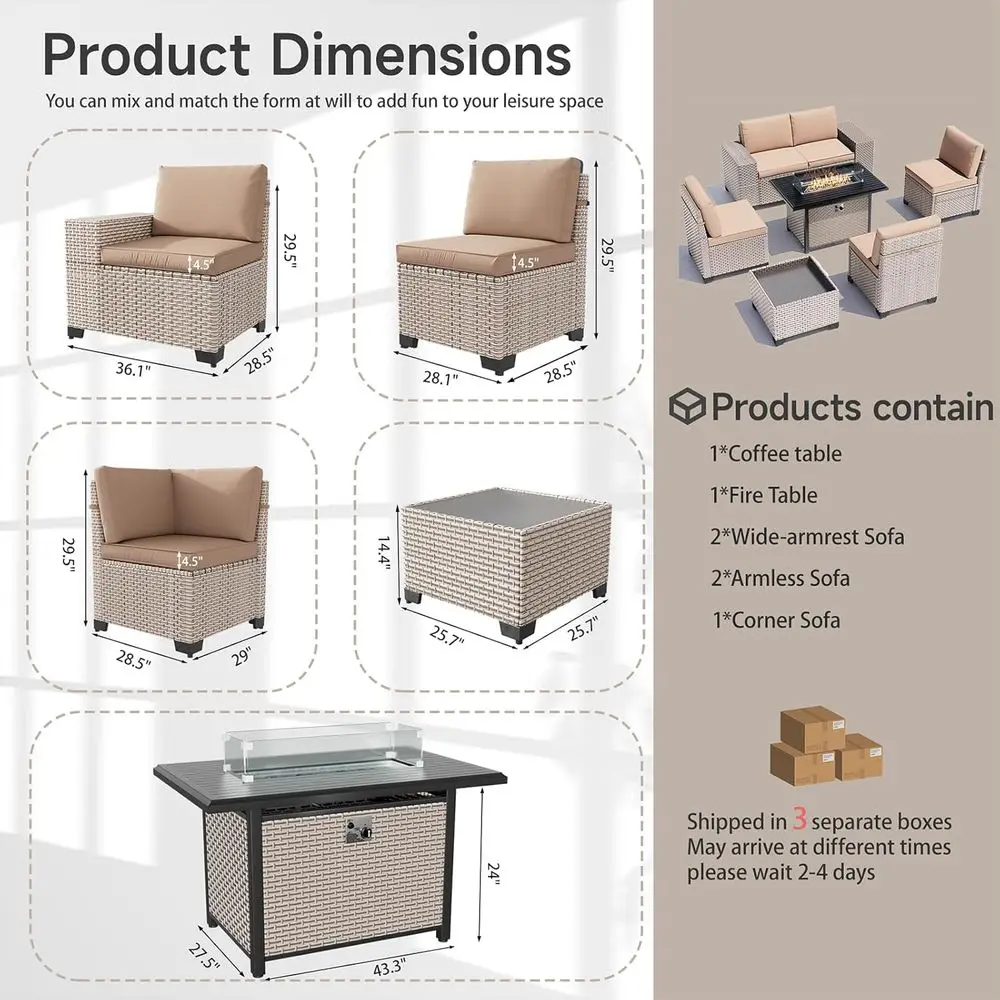 7-teiliges Outdoor-Terrassenmö – Outdoor Furniture Fire Pit Set Bewertung und Preis