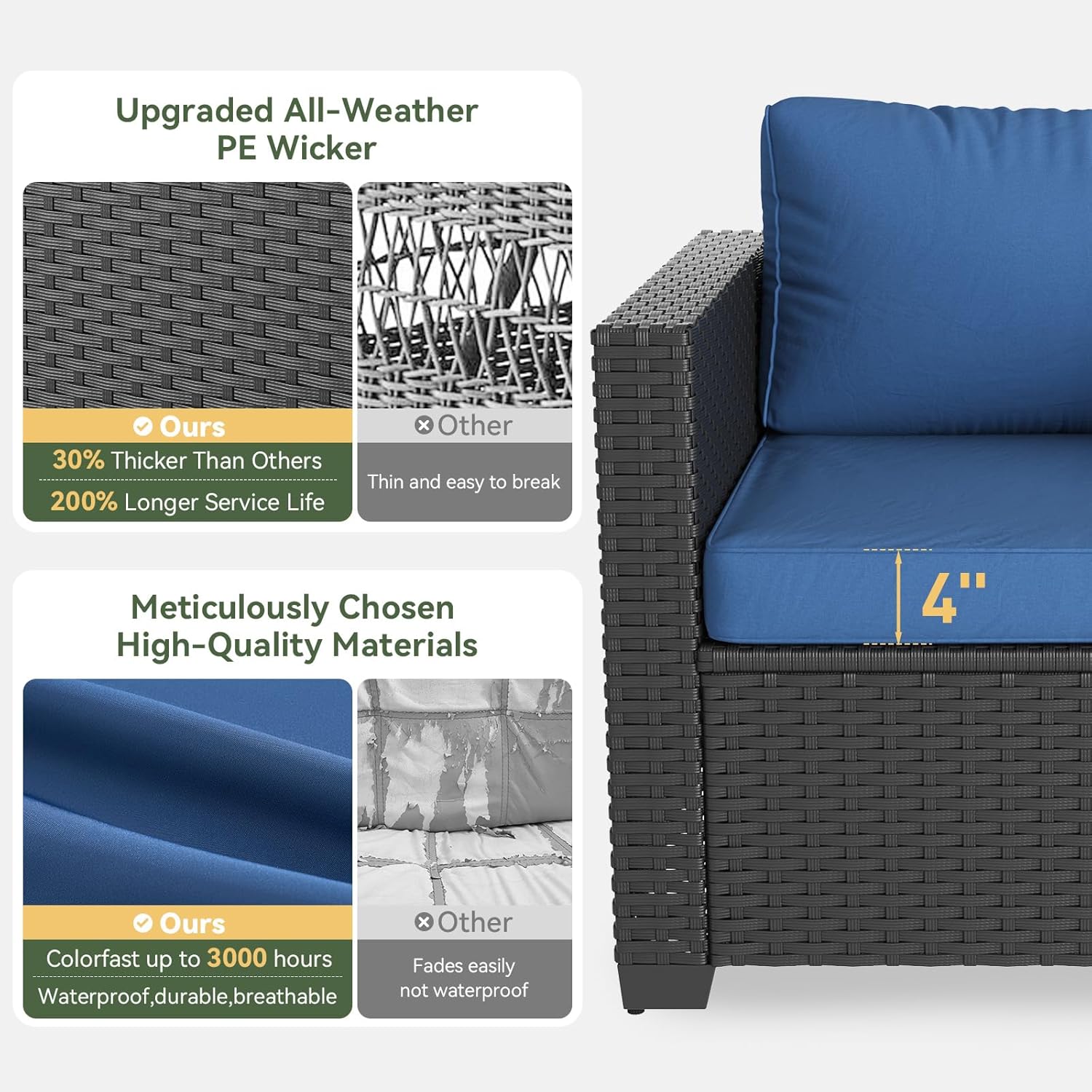 Marineblaues Outdoor-Sofa-Set  – Outdoor Furniture Fire Pit Set Bewertung und Preis