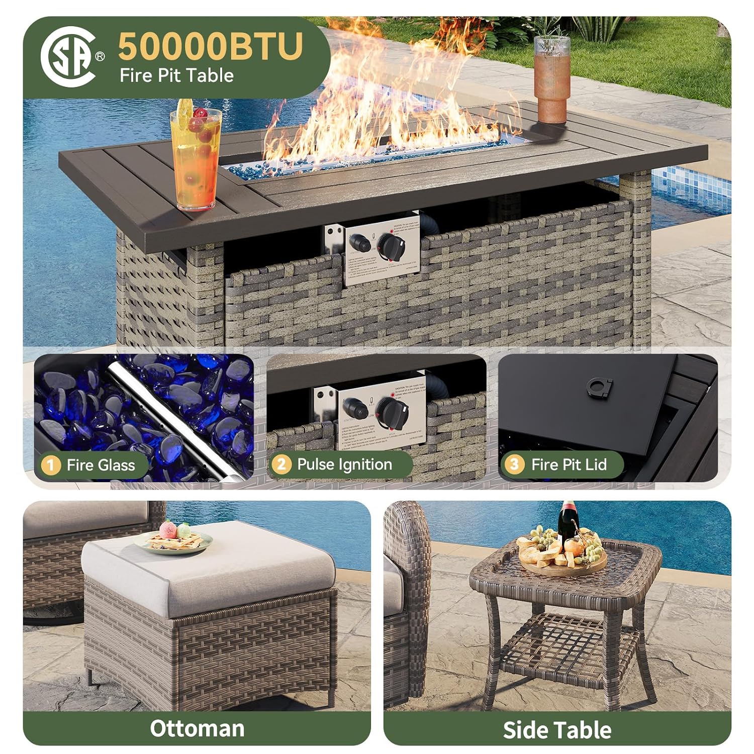 7-teiliges Gartenmöbel-Set aus – Outdoor Furniture Fire Pit Set Bewertung und Preis