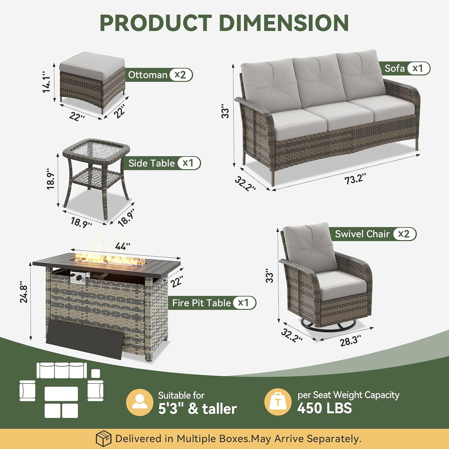 7-teiliges Gartenmöbel-Set aus – Outdoor Furniture Fire Pit Set Bewertung und Preis