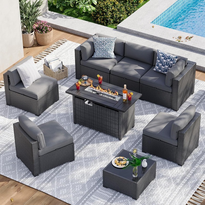 Aoxun 8-teiliges Gartenmöbel-S – Outdoor Furniture Fire Pit Set Bewertung und Preis