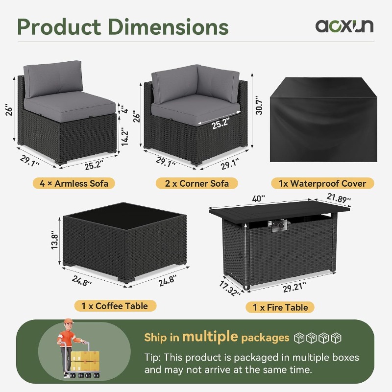 Aoxun 8-teiliges Gartenmöbel-S – Outdoor Furniture Fire Pit Set Bewertung und Preis