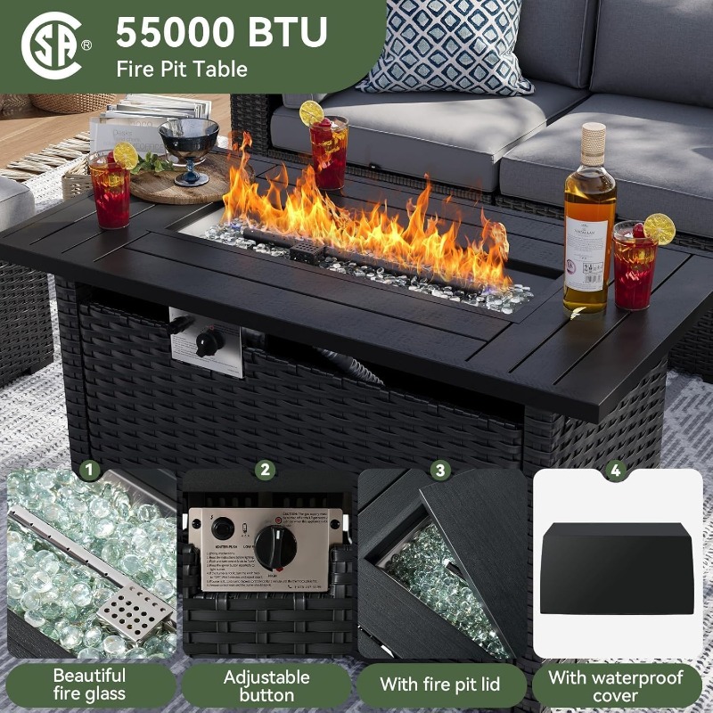 Aoxun 8-teiliges Gartenmöbel-S – Outdoor Furniture Fire Pit Set Bewertung und Preis