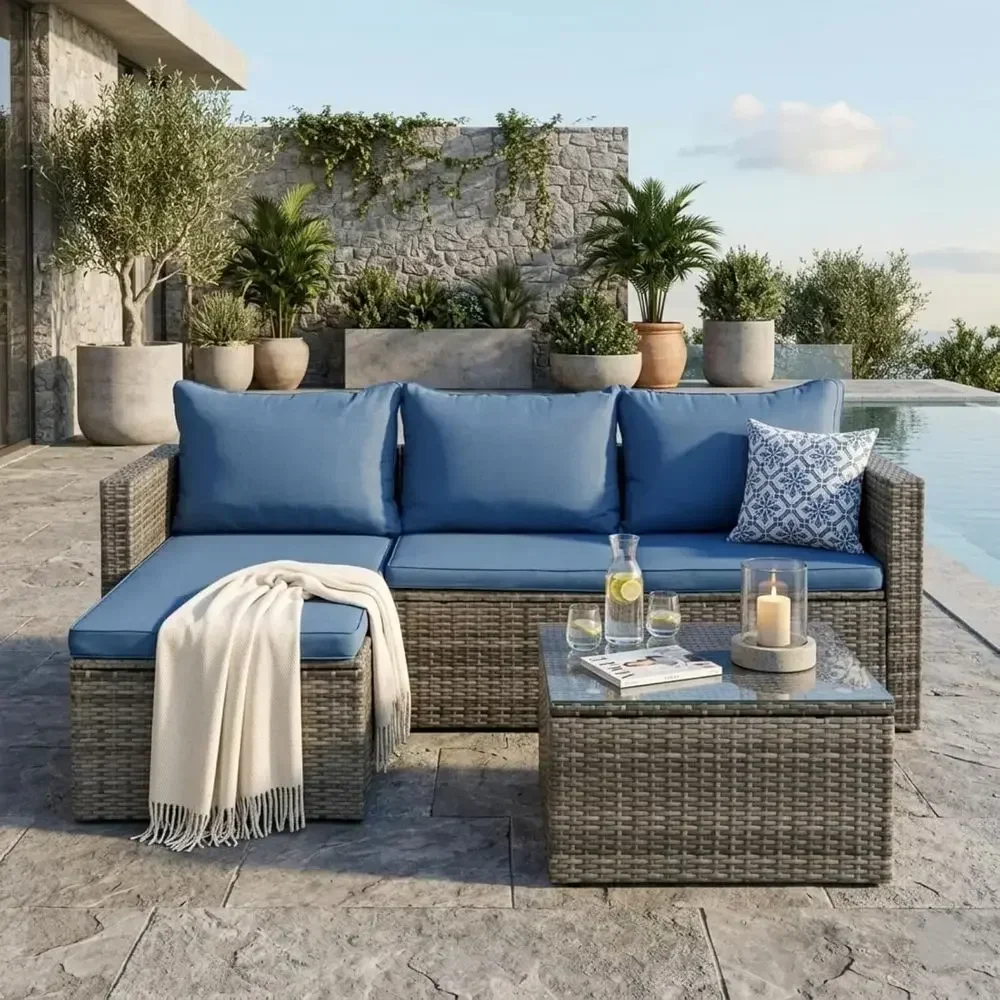 4-teiliges Outdoor-Rattan-Gart – Outdoor Furniture Fire Pit Set Bewertung und Preis